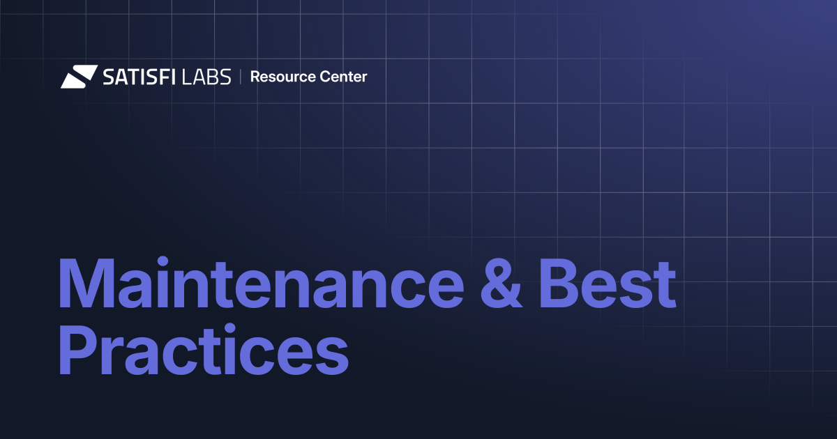 Maintenance & Best Practices | Resource Center